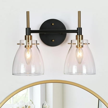 

Beyond Modern Black Gold 2/3/4 Lights Vanity Light Fixture Glass Bathroom Lighting 2-Light 13 to 24 Inches