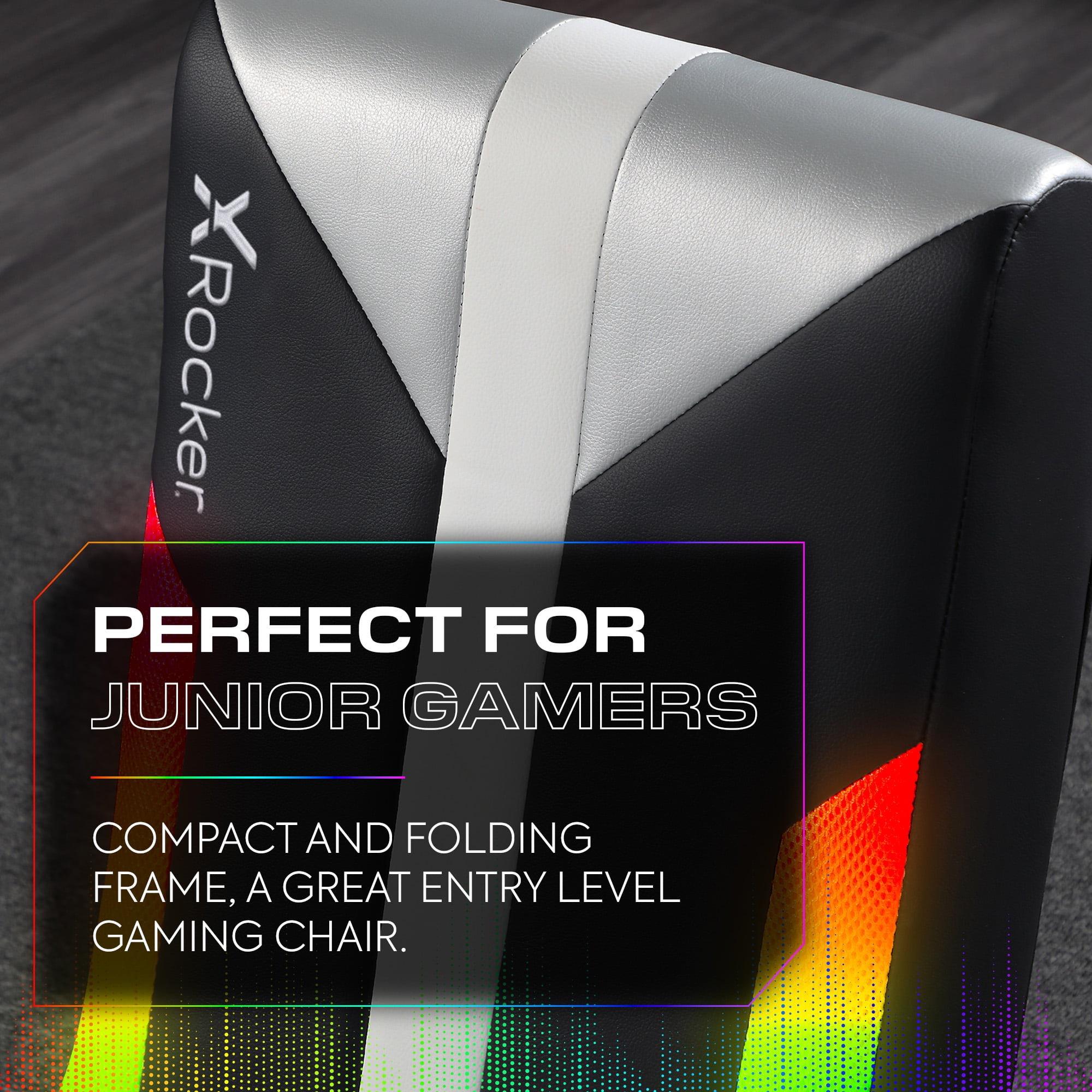 X Rocker Navigator Floor Rocker Gaming Chair with RGB Lighting, Black
