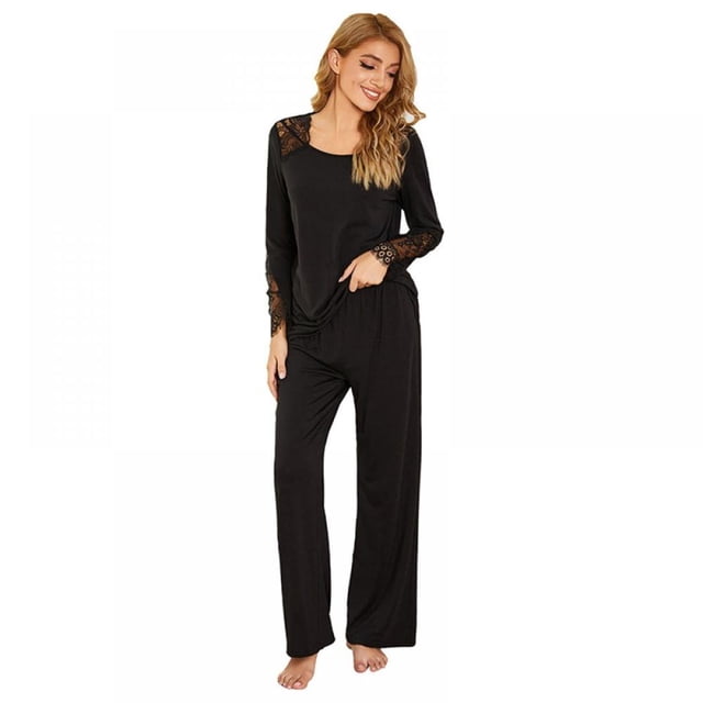 Nouveau Style Automne et Hiver Dames Coton Pur Manches Longues Tenue Décontractée Pyjama Ensemble Gris TTG