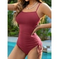 thumbnail image 6 of Charmo Ribbed One Piece Tummy Control Swimsuits Womens Tie Side Bathing Suits for Women Ladies Sexy Ruched Monokini Swimwear, 6 of 10