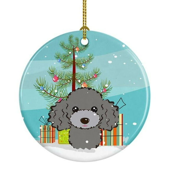 Carolines Treasures BB1631CO1 Christmas Tree & Silver Gray Poodle Ceramic Ornament