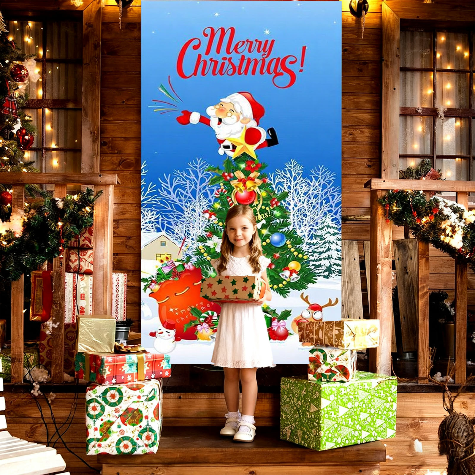 Couvre-porte De Noël Bonhomme De Neige - Taille 35x79 Pouces (environ 90x200cm), Polyester - Décoration Intérieure/extérieure Réutilisable Pour Porte D'entrée - 7