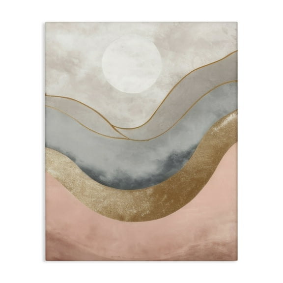 Stupell Industries Lunar Curves Landscape Abstract Painting Gallery Wrapped Canvas Art Print Wall Art, 16 x 20