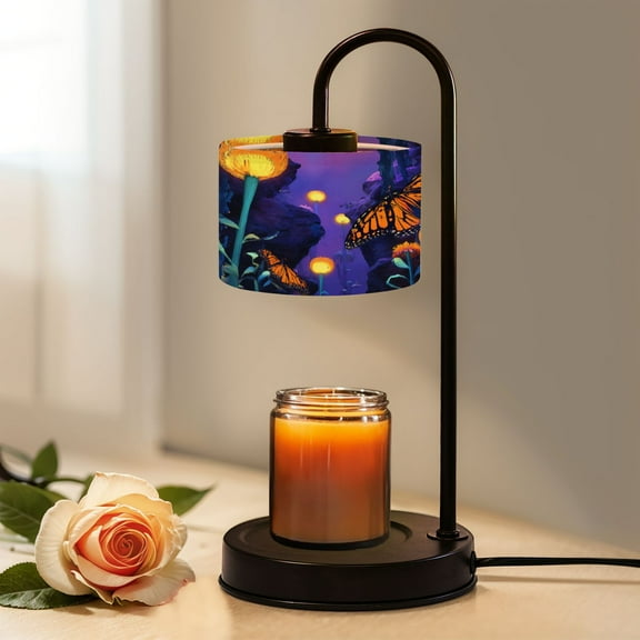 Candle Warmer Lamp with Timer, Whimsical Landscape Glowing Butterflies Oversized Non-slip Wireless Remote Control Wax Melts Warmer with 4 Bulbs for Home Office Dorm, Birthday Gifts for Women