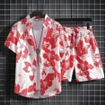 thumbnail image 3 of Conjuntos de hombre Camisas blancas de playa Conjunto coreano de dos piezas Camisetas Pantalones cortos Trajes para hombres Estilo 2024 Ropa 2025 Nuevo en camiseta holgada y holgada, 3 of 5