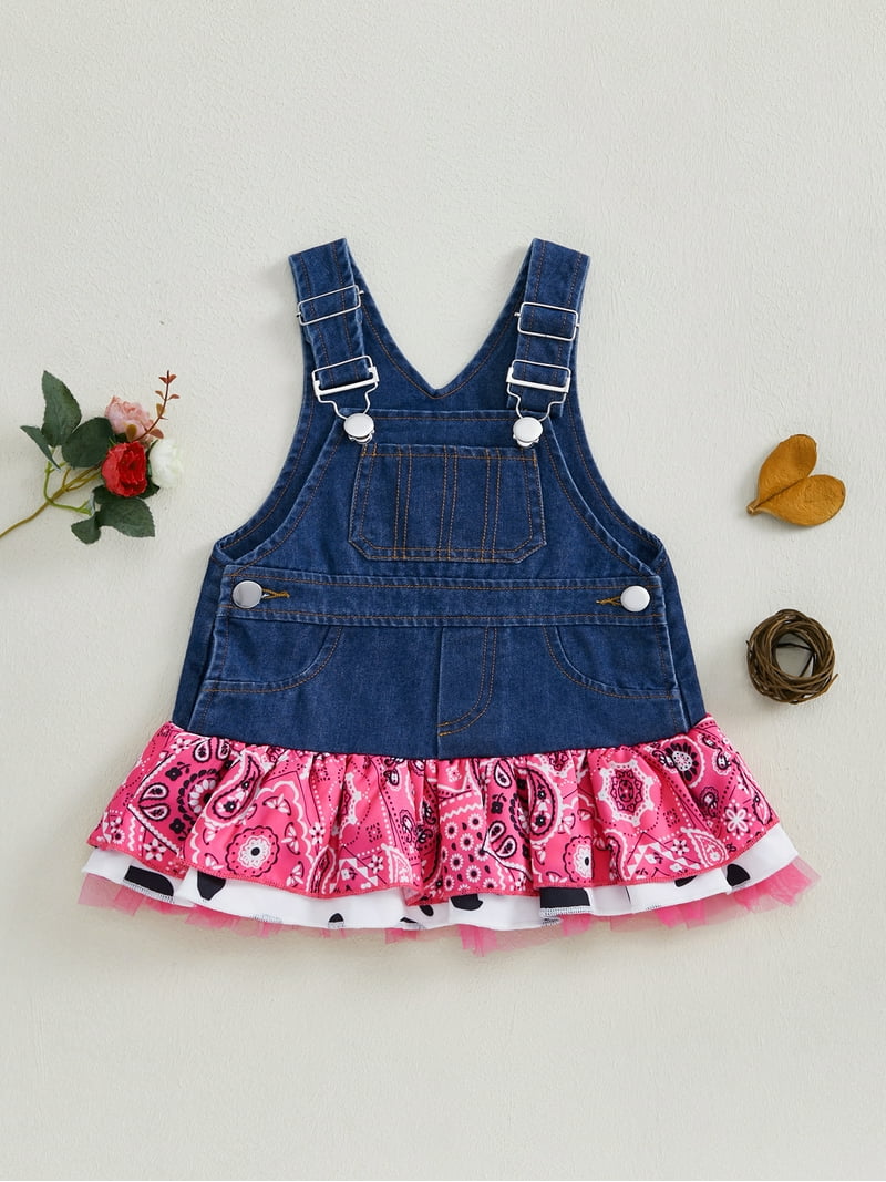 aturustex Little Girls Denim Overall Dress 6M 12M 18M 2T 3T 4T