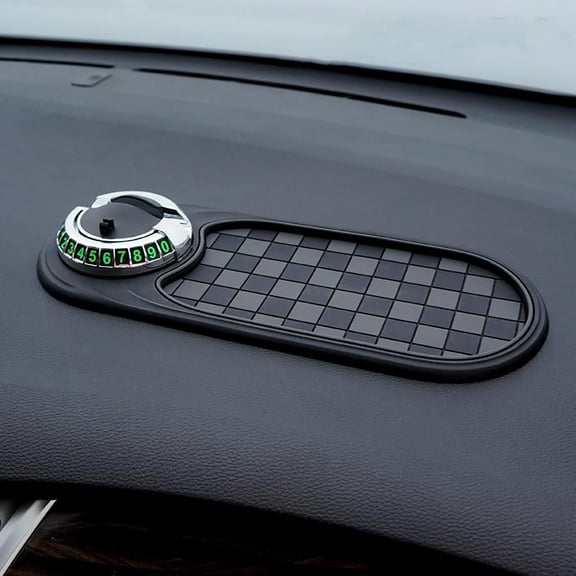 Multifunction Car Anti-Slip Mat Auto Universal Phone Holder, Rotatable Anti Skid Car Dashboard Pad with Temporary Parking Numbe and Large Pad for Phones Sunglasses Keys Gadgets