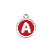 Red Dingo Stainless Steel Enamel Alphabet A Personalized Engraved Pet ID Tag, Small