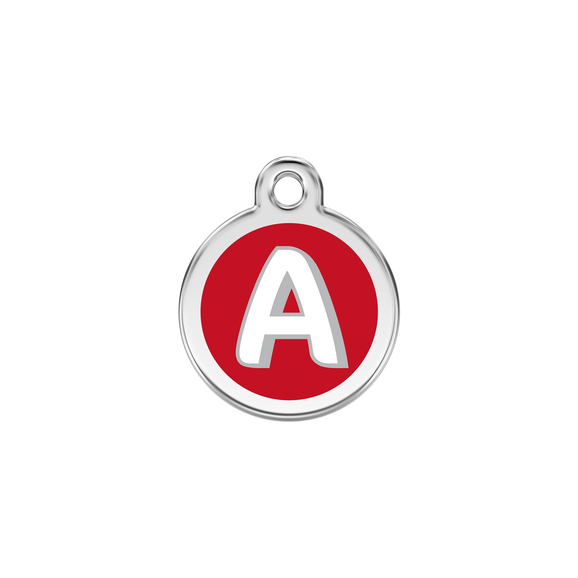 Red Dingo Stainless Steel Enamel Alphabet A Personalized Engraved Pet ID Tag, Small