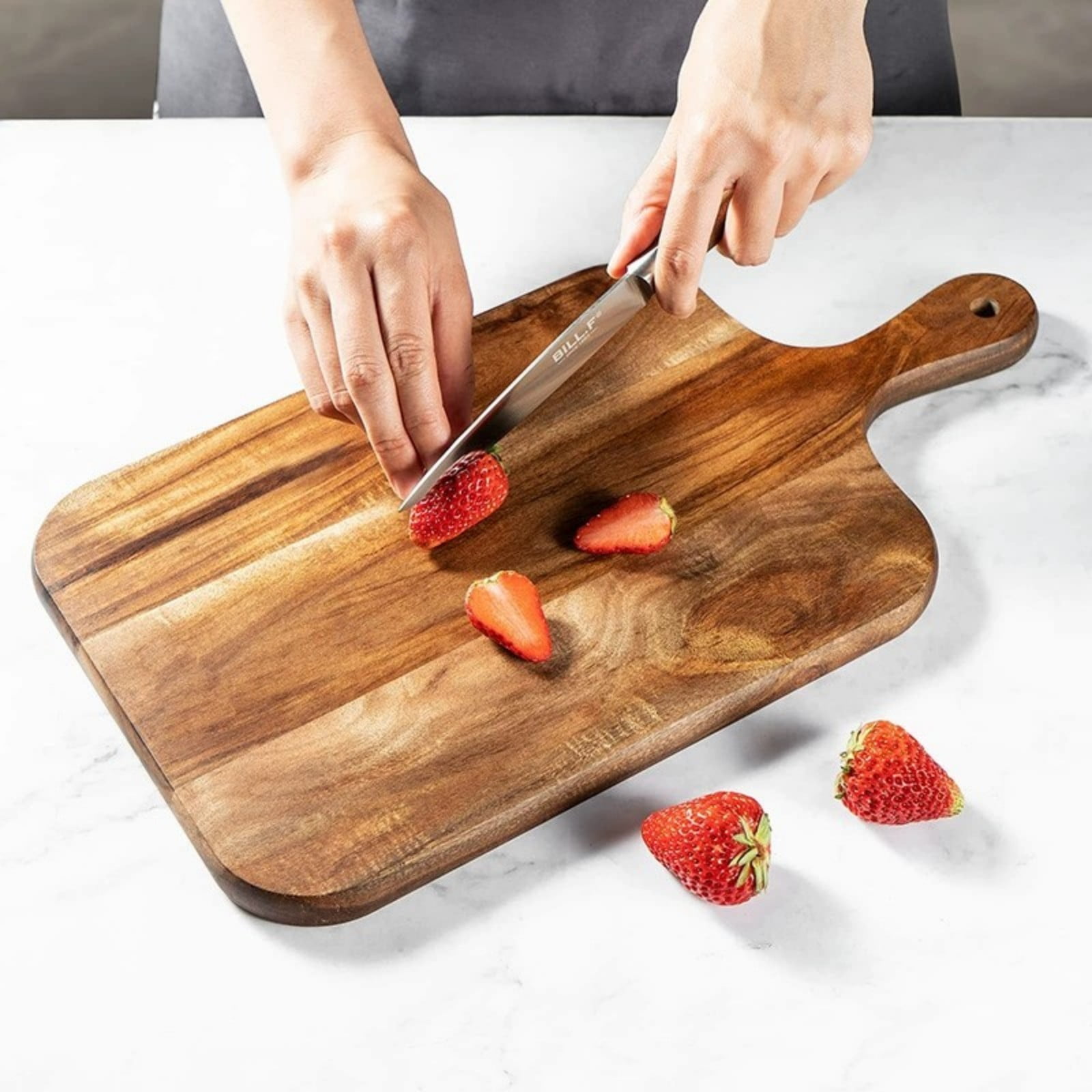 Wovilon Wood Cutting Board, Butcher Block for Meat Veggies & Bread, Perfect for Charcuterie Board Party Tray, Great Gift for Home Chef with Ergonomic Handle