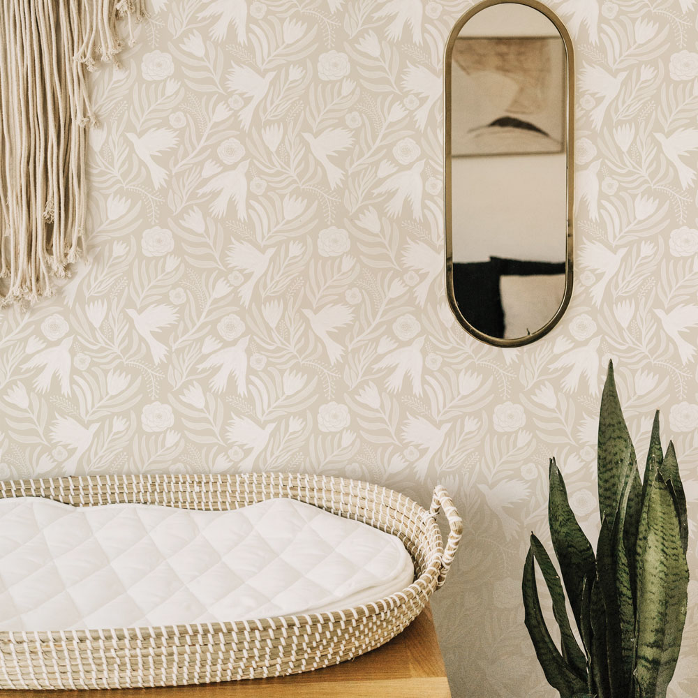 Tempaper Otomi Dove Ivory Peel and Stick Wallpaper, 20.5" x 16.5'