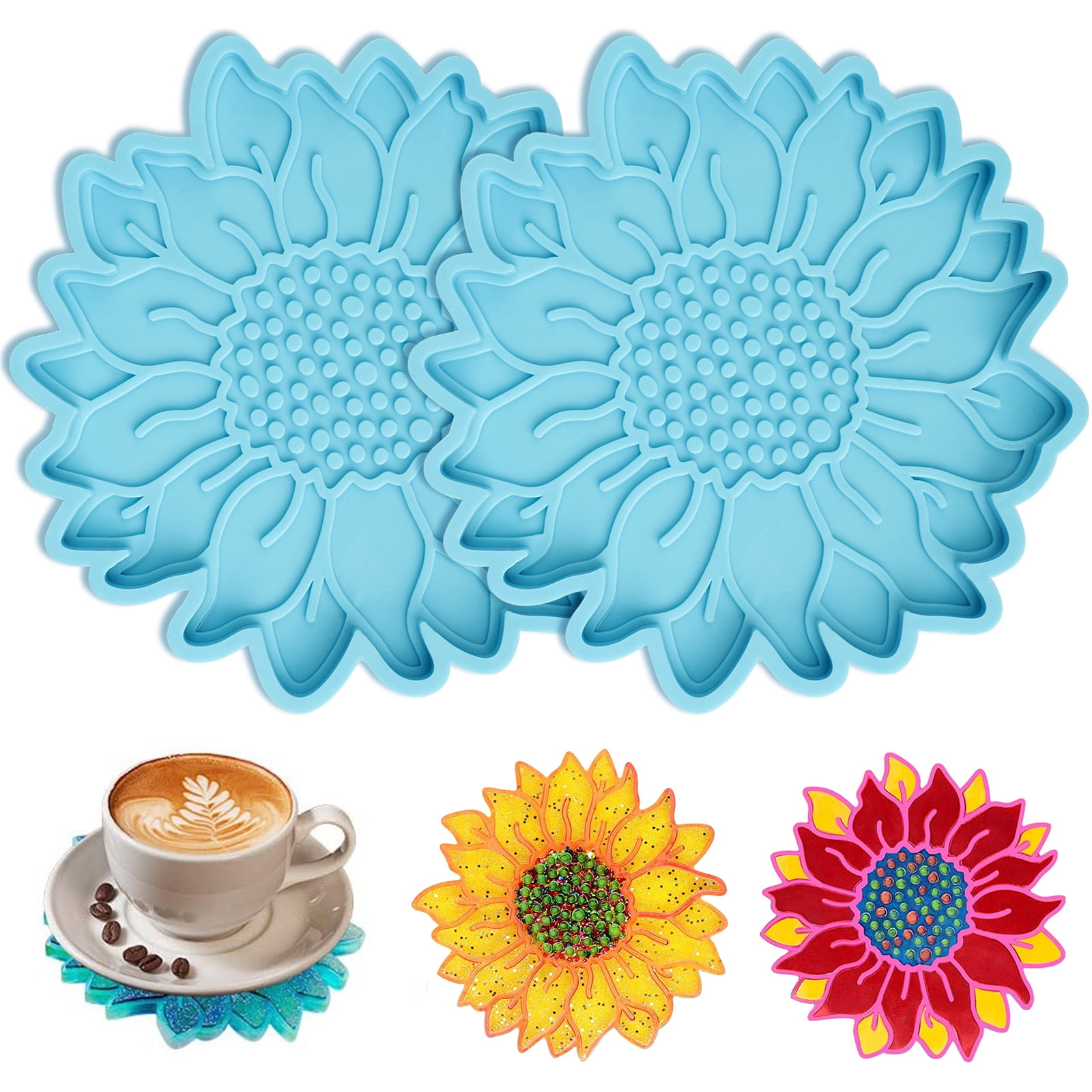 Sunflower Coasters Silicone Mold For DIY Tray Epoxy Art Resin S Crystal G4C1 