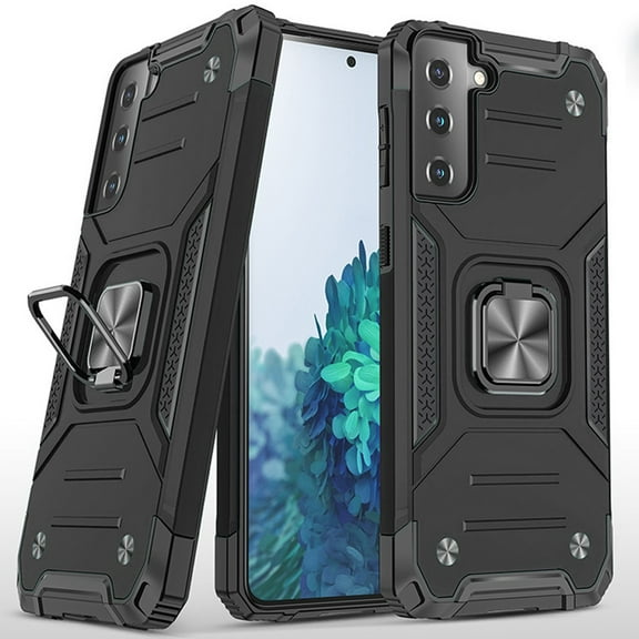 Phone Case for Samsung Galaxy S22  Plus Armor Hybrid with Ring Holder Kickstand Shockproof Heavy-Duty Durable Rugged Dual Layer Cover for Galaxy S22 Plus - Black