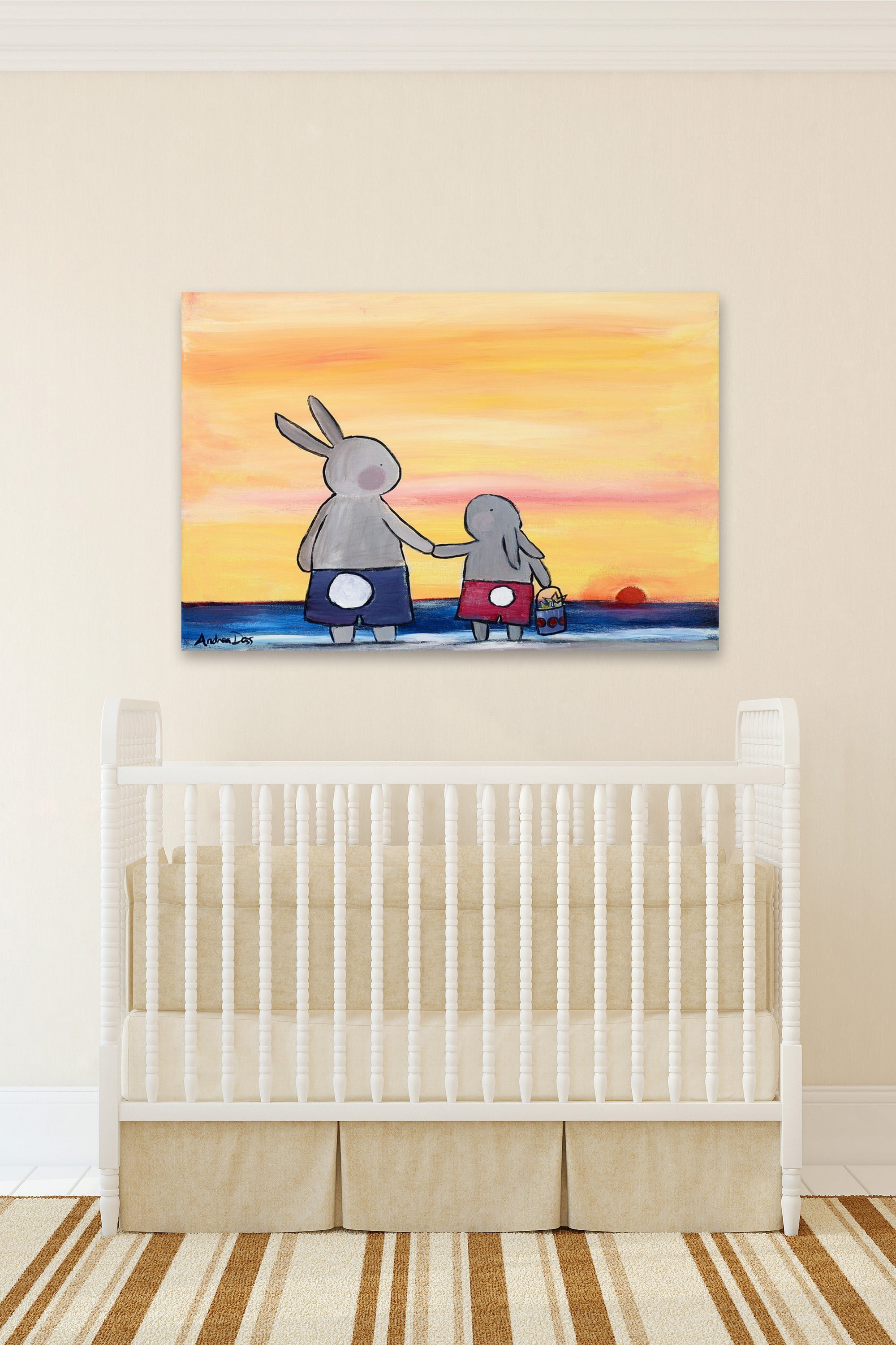 "Andrea Beach Bunnies" Painting Print on Wrapped Canvas