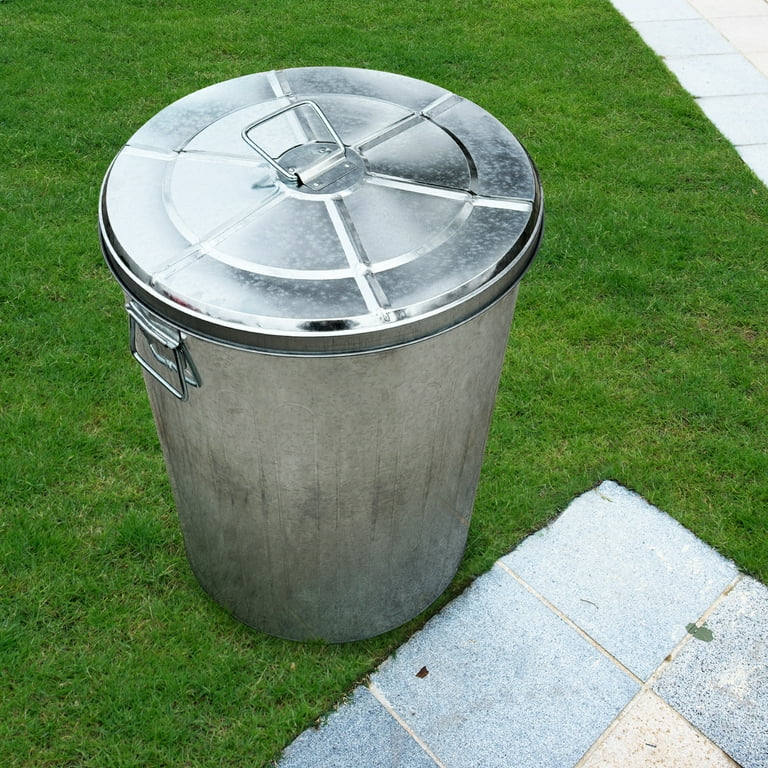 20-Gallon Green Galvanized Steel Round Trash Can with Lid 20-Gallon Green Galvanized Steel Round Trash Can with Lid
