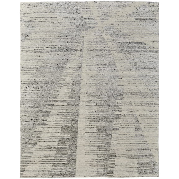 HomeRoots 566653 6 x 9 ft. Abstract Hand Knotted Worn Faded Rectangle Area Rug, Ivory & Gray