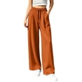 thumbnail image 3 of LIaqionyy Women's Straight Leg Pants Elastic Waist Drawstring Flowy Loose Lounge Lightweight Trousers with Pockets, 3 of 7