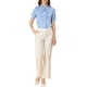 thumbnail image 2 of BLUSA DE SATÉN ELEGANTE CON NUDO PARA MUJERES CHIC, CAMISA DE OFICINA DE MANGA CORTA Y BOTONES, TALLA XS, AZUL, 2 of 7