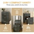 thumbnail image 7 of SELOOYE 3 in 1 Vanity Desk, Compact Vanity with 3 Drawers, Makeup Desk with Flip-up 3 Colors Lighting Mirror and Cushioned Stool, Small Vanities Nightstand Perfect for Bedroom, Grey, 7 of 7