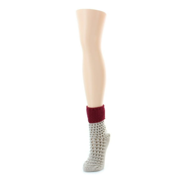 Legmogue Women's Box Weave Chunky Knit Thick Cuff Boot Sock - Womens - Female, One Size, Taupe
