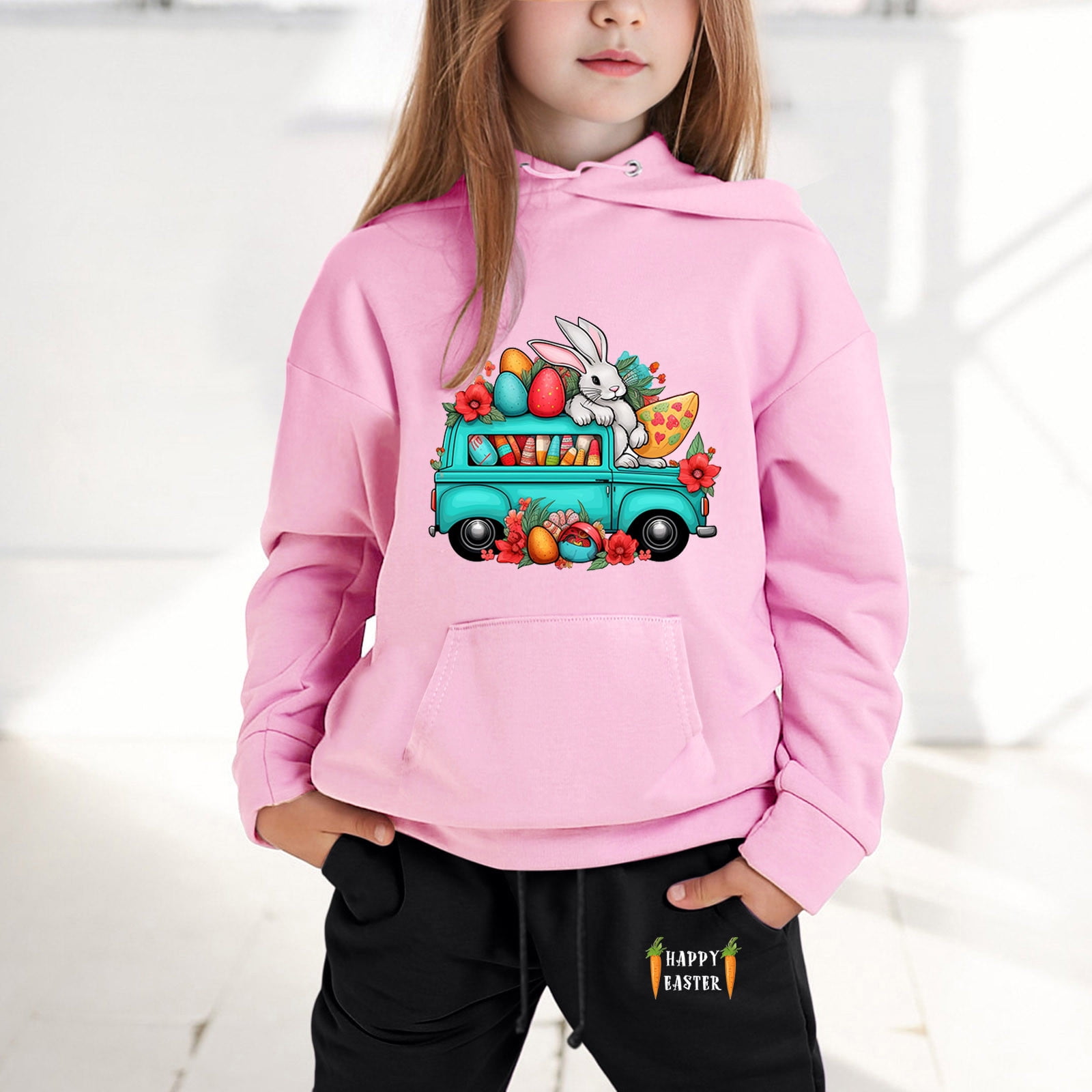 Kid Girl Cute Rabbit Print Hoodie Sweatshirt