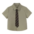 thumbnail image 4 of Odeerbi Camisa de Vestido Para Niños Con Corbata A Rayas Camisas de Uniforme Escolar de Manga Corta, 4 of 8