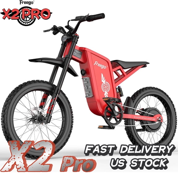 Freego X2 Pro Off-Road Electric Bicycle for Adults,6000W Peak,60V 30Ah Removable Battery,50MPH,Full Suspension,Hydraulic Brakes,19" Tires