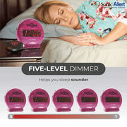 Sonic Bomb Dual Extra Loud Alarm Clock with Bed Shaker, Pink | Sonic Alert Vibrating, Heavy Sleepers, Battery Backup | Wake with a Shake