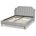 thumbnail image 2 of Baxton Studio Adelie Modern Glam Light Grey Velvet Fabric Upholstered Walnut Brown Finished Wood King Size Wingback Platform Bed, 2 of 9