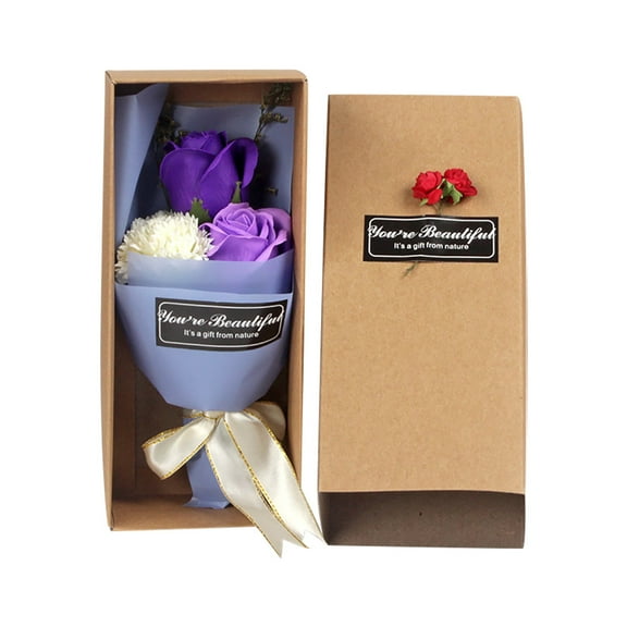 Chmadoxn Valentine's Day Fake Rose 3 Soap Rose Flower Gift Box Bouquet Stuffed Artificial Rose Flowers Romantic Mother's Day Mom Wife Daughter Gift Birthday Party Wedding Decoration Home Office Decor