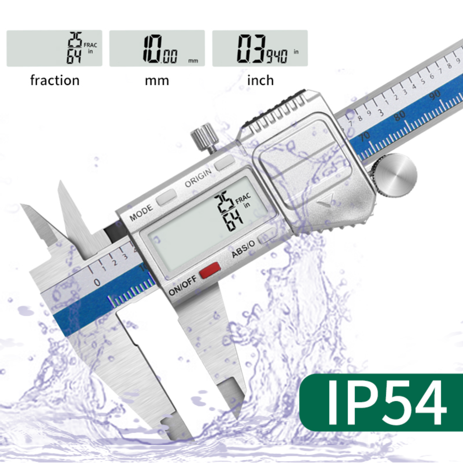 150mm Digital Electronic Caliper, 0.01mm Precision Measuring Tool, Stainless Steel Vernier Micrometer with IP54 Waterproof for Origin Measurement