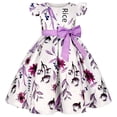 thumbnail image 2 of Vestido de niña con mangas abullonadas y estampado de lazo, disfraz de princesa para fiesta de cumpleaños, 2 of 5
