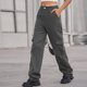 thumbnail image 2 of Gibobby Pantalones tipo cargo mujer Pantalones cargo holgados de pierna ancha para mujer, pantalones de mezclilla, pantalones de chándal holgados(Gris,G), 2 of 5
