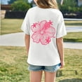 thumbnail image 4 of MIXUE Juniors Girls Tops & T-Shirts Summer Floral Print Round Neck Short Sleeve Casual Comfortable Pullover Tee Shirts Streetwear,White,13-14 Years, 4 of 6