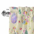 thumbnail image 2 of Valances for Windows Easter Colorful Eggs Watercolor Flower Rod Pocket Short Curtain for Bathroom Living Room Bedroom Spring Floral on Yellow 1 Panel 54x18in, 2 of 9