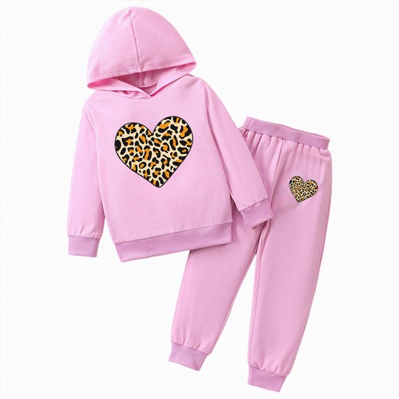 Zuwimk Toddler Boy Girls Sweatsuit Heart-shaped Graphic Printed Hoodie Sweatshirt and Jogger Pant Sets(T063-Purple)