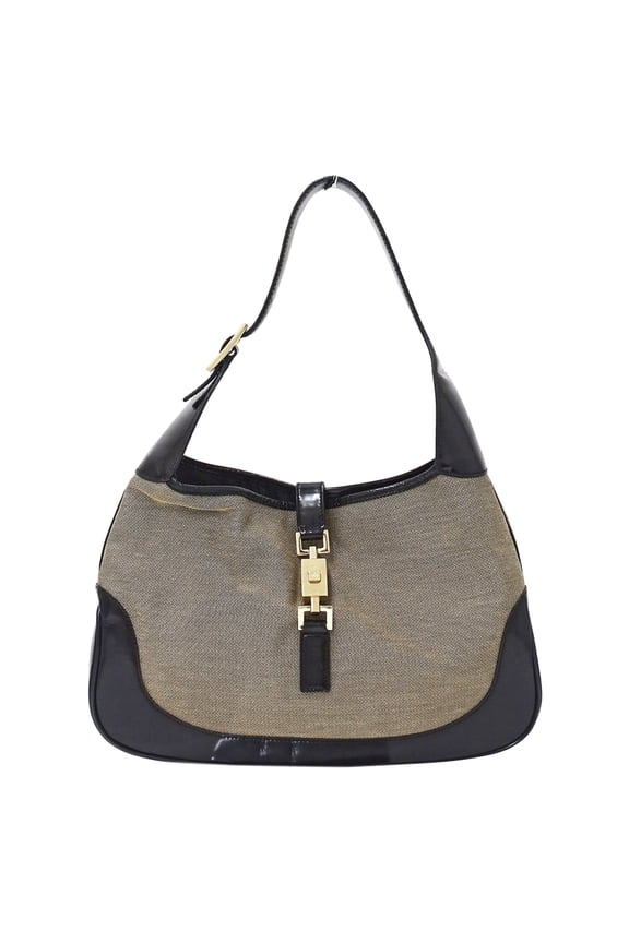 Pre-Owned Gucci women's handbag, Jackie canvas shoulder bag, beige/black, 001-3306,...