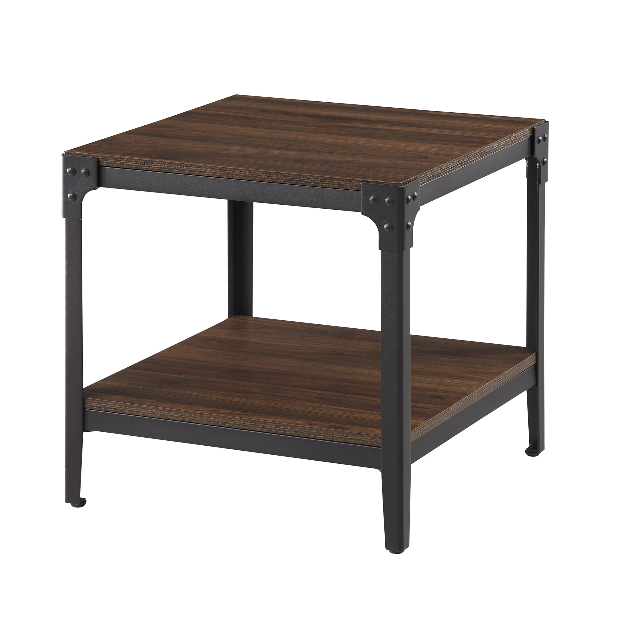 Woven Paths Wilson Riveted End Tables, Set of 2, Dark Walnut