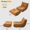 thumbnail image 6 of Evita Teddy Fabric Orange Bean Bag Chair with Ottoman, Memory Foam Lounge Chair for Adults, Ergonomic Floor Seating Sofa for Living Room or Bedroom, 6 of 8