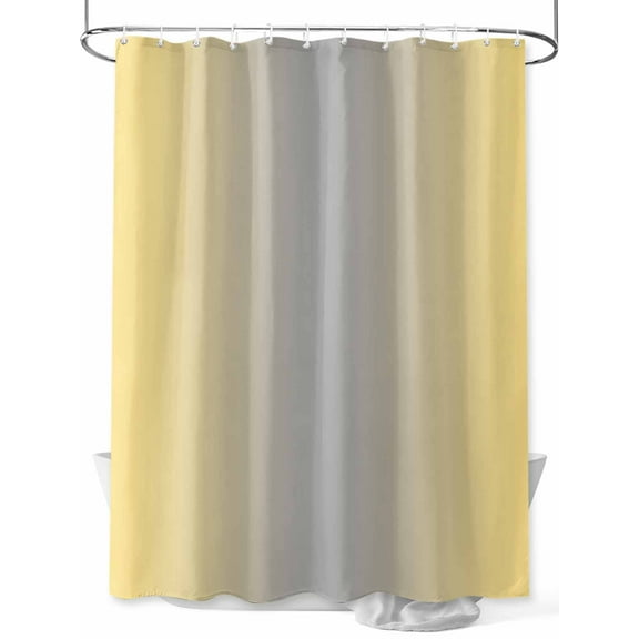 Ombre Shower Curtain, Lemon Yellow and Grey Gradient Waterproof Shower Curtain Set with 12 Hooks Lightweight Washable Fabric Shower Curtains for Bathroom 60x72 Inches