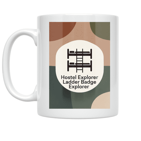Hostel Ladder Badge Explorer Design - Backpacker Enthusiast - 11 oz Ceramic Coffee Mug