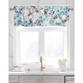 thumbnail image 2 of Blue Spring Flower Linen Curtain Valance for Bedroom/Bathroom/Kitchen/Office/Living/Dining Room Windows,Farmhouse Country Painting Leaves Rod Pocket Topper Drapes Decorative Cafe Drapery Panel 60x18, 2 of 6