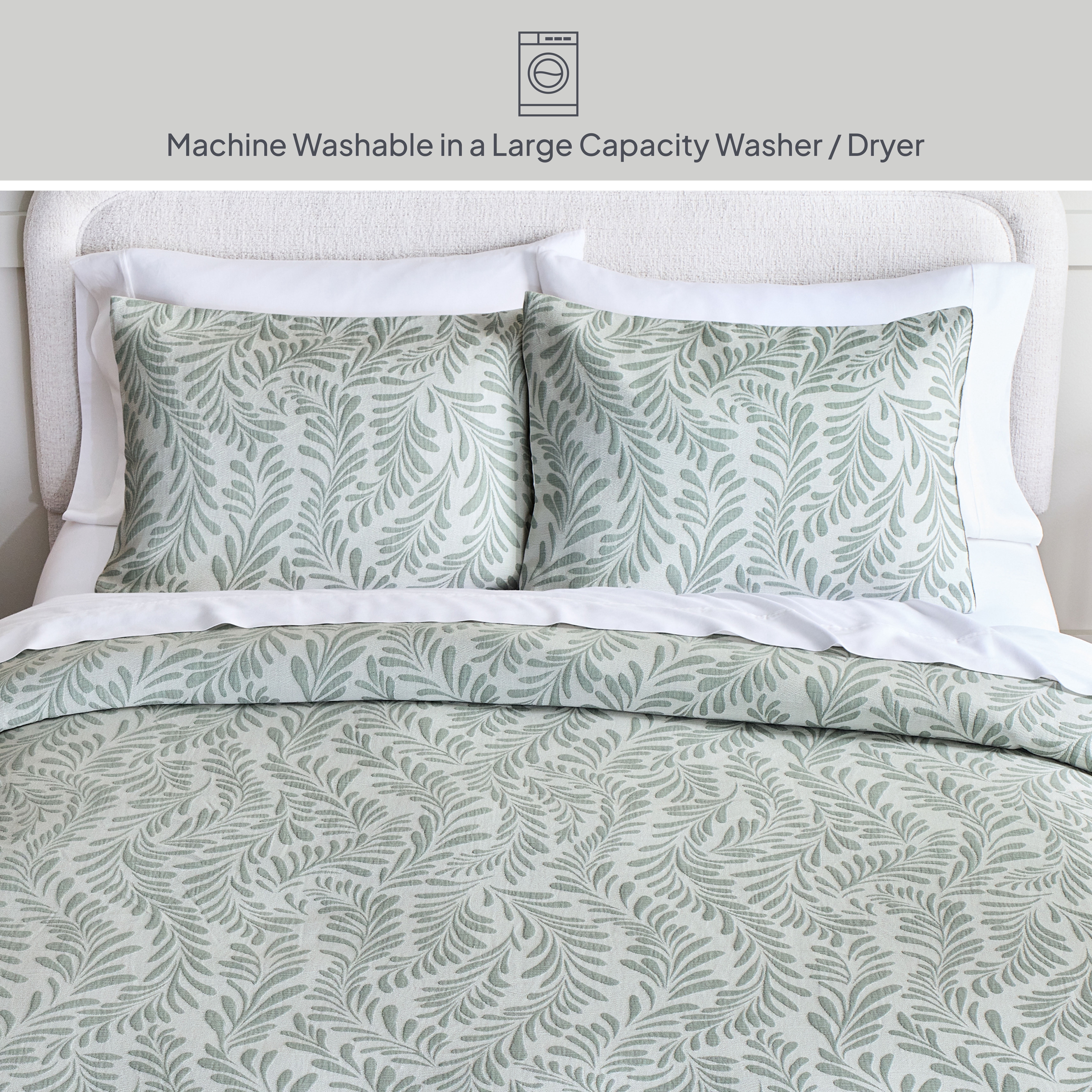Better Homes & Gardens King Comforter Set, All-Season, 3-Piece, Green Leaf Botanical