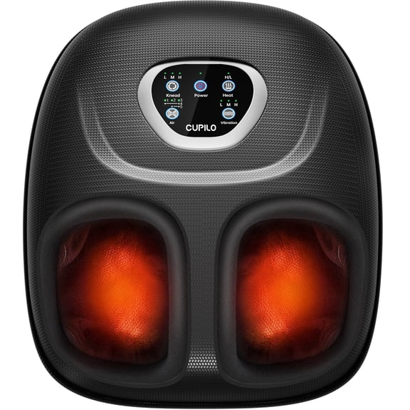Cupilo Shiatsu Foot Massager, Upgraded Full Feet Massager with Remote Control, 3 Heating, 3 Compression, 3 Deep Kneading & Timer for Plantar Fasciitis, Neuropathy, Gifts for Women Men, Fits Up to 14