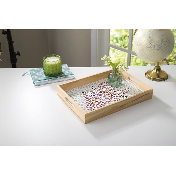 Make Market 10" x 14" Pink Flowers Mosaic Tray Kit , Summer Crafts and Kits