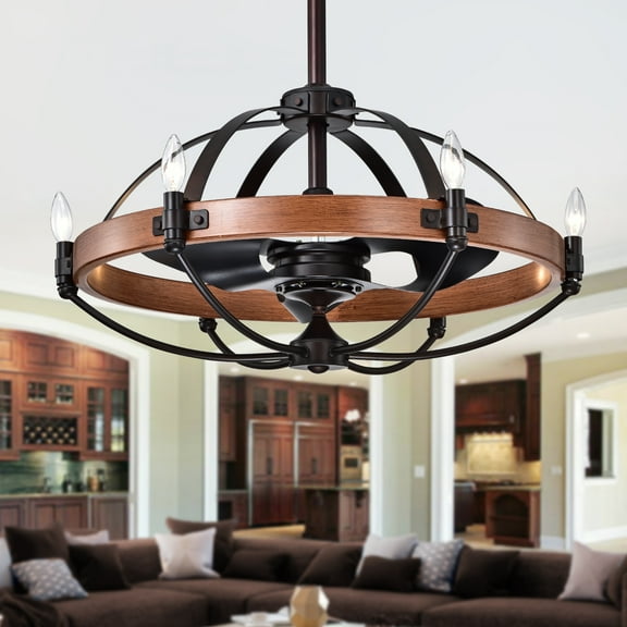 Warehouse of Tiffany Gredis 30" Black Faux Wood Indoor Lighted Ceiling Fan with light
