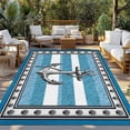 thumbnail image 2 of Blue Anchor Outdoor Rug for Patio/Deck/Porch, Non-Slip Large Area Rug 5 x 8 Ft, Nautical Summer Beach Coastal Ocean Art Indoor Outdoor Rugs Washable Area Rugs, Reversible Camping Rug Carpet Runner, 2 of 8