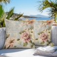 thumbnail image 3 of Farmhouse Pink Floral Throw Pillow Covers 18x18 Inch Set of 2, Spring Vintage Botanical Flowers Waterproof Outdoor Pillow Covers, Decorative Cushion Pillowcases for Couch, Sofa, Bed, Garden, Patio, 3 of 9