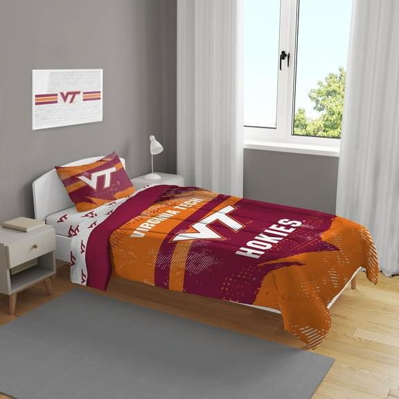 Virginia Tech Hokies Slanted Stripe 4-Piece Twin Bed Set
