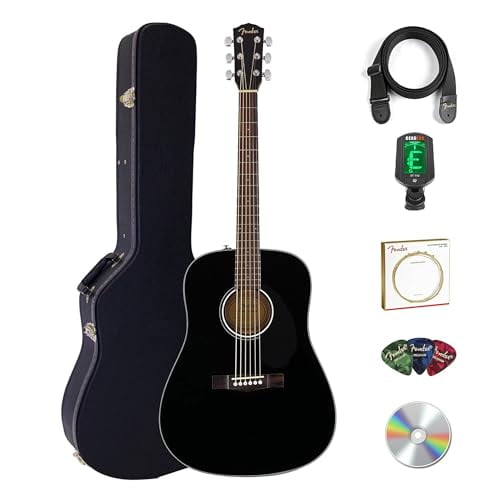 Fender CD-60S Solid Top Dreadnought Acoustic Guitar - Black w/ Hard Case